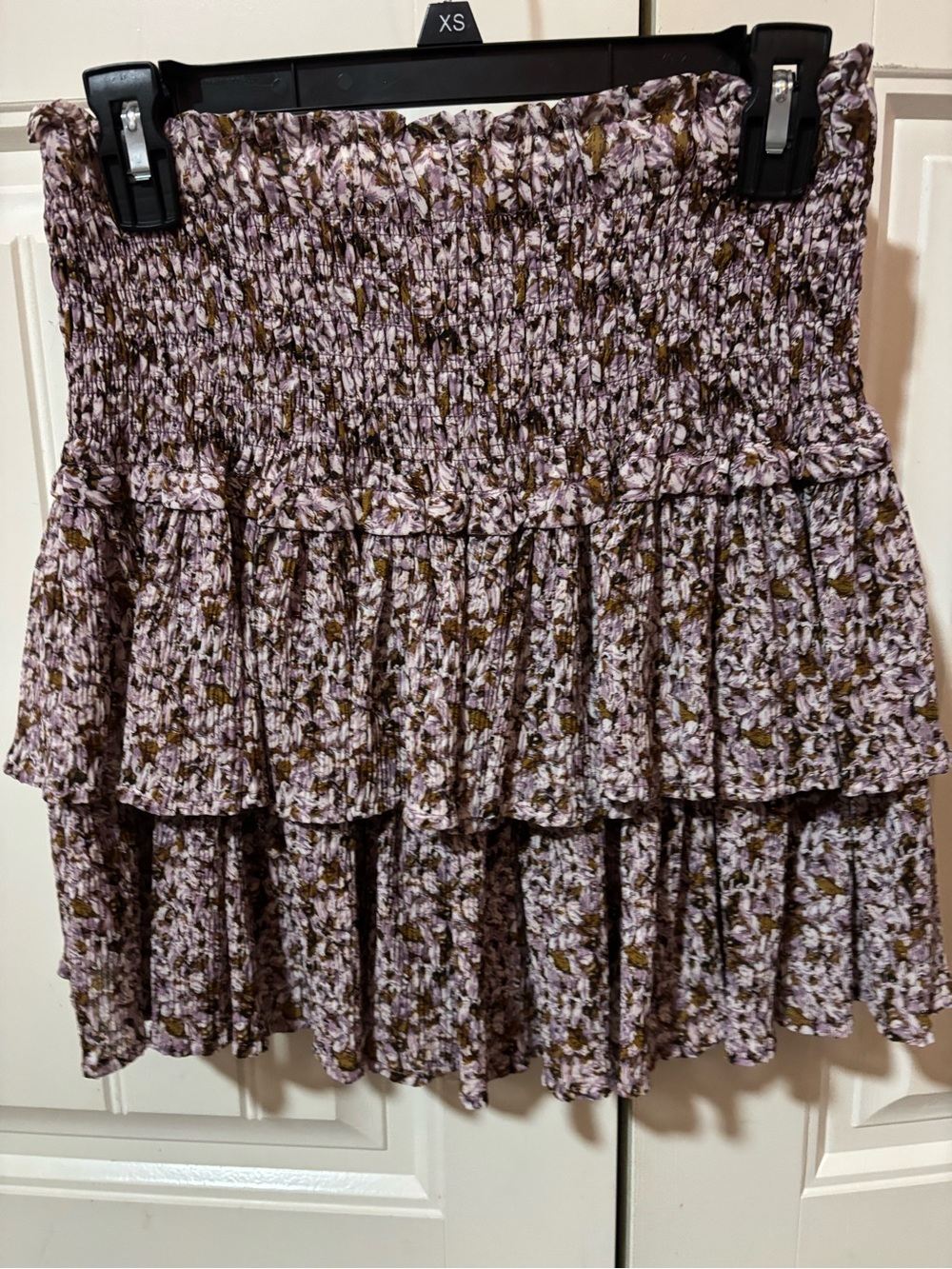 Together Lavender Floral Smocked Tiered Mini Skirt